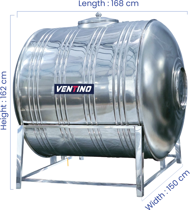 2000 LTR Horizontal Stainless Steel Water Tank