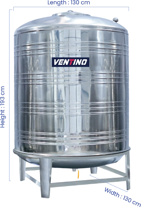 1500 LTR Vertical Stainless Steel Water Tank