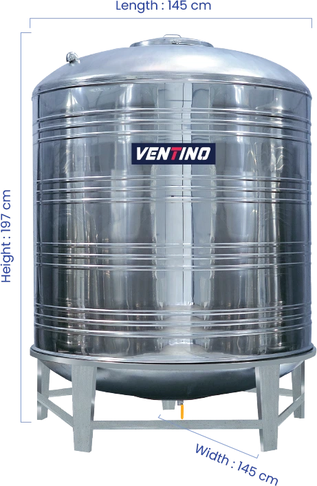 2000 LTR Vertical Stainless Steel Water Tank