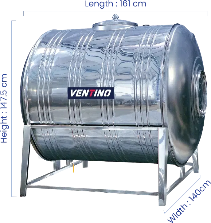 1500 LTR Horizontal Stainless Steel Water Tank