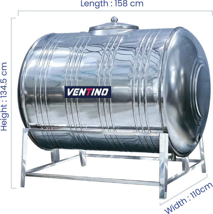 1000 LTR Horizontal Stainless Steel Water Tank